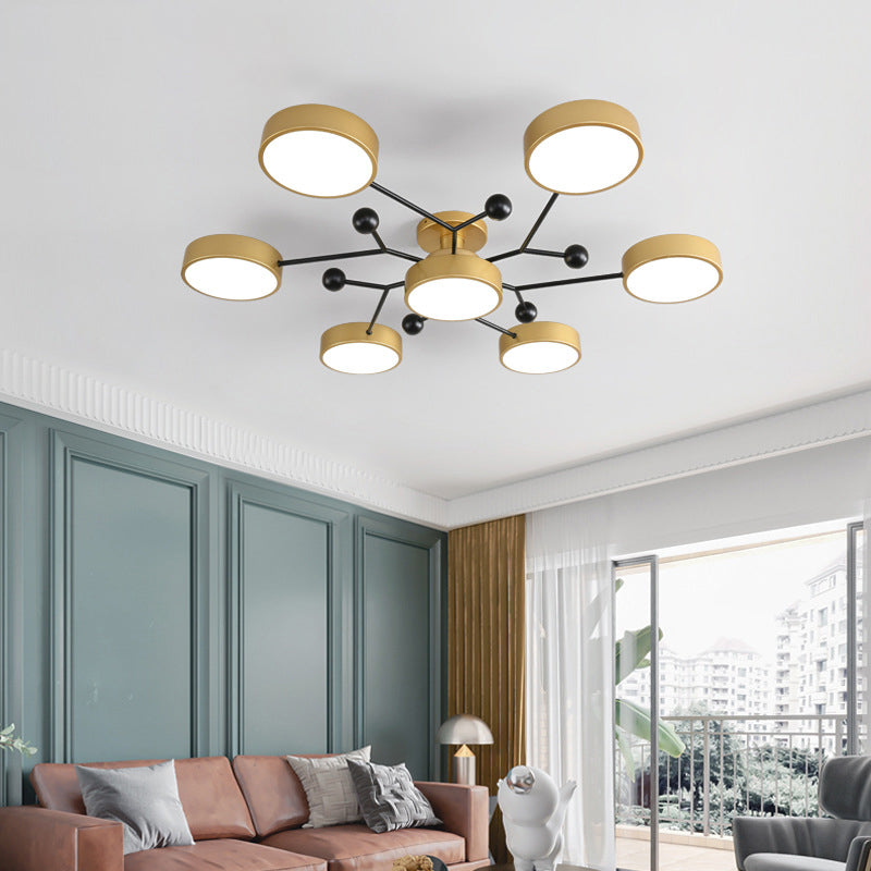 Molecular LED Semiflush Monte Light Macaron Style Metallo Living Camera Soffitto Luce