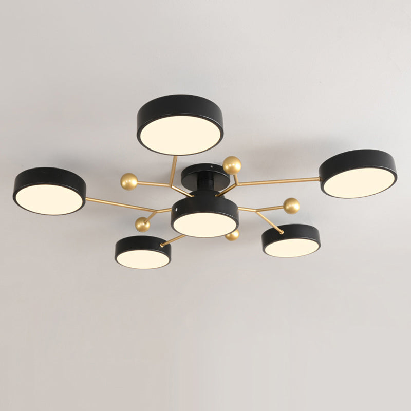 Molecular LED Semiflush Monte Light Macaron Style Metallo Living Camera Soffitto Luce