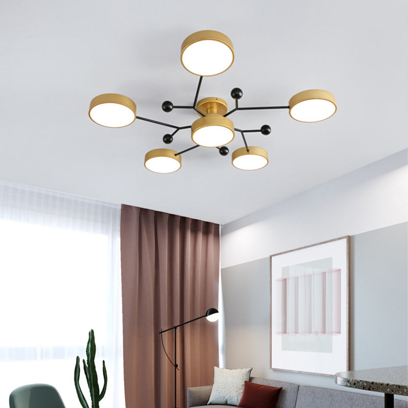 Molecular LED Semiflush Monte Light Macaron Style Metallo Living Camera Soffitto Luce