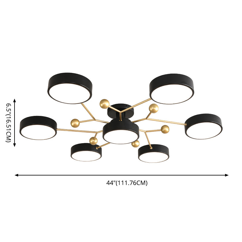 Molecular LED Semiflush Monte Light Macaron Style Metallo Living Camera Soffitto Luce