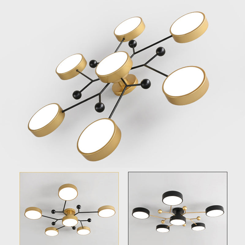 Molecular LED Semiflush Monte Light Macaron Style Metallo Living Camera Soffitto Luce