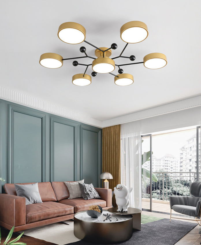 Molecular LED Semiflush Monte Light Macaron Style Metallo Living Camera Soffitto Luce