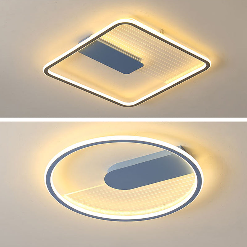 Lampe encastrée ultra fine bleue, plafonnier LED minimaliste en acrylique pour salon