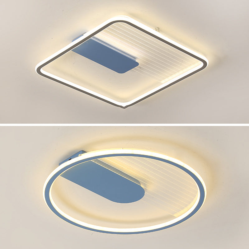 Lampe encastrée ultra fine bleue, plafonnier LED minimaliste en acrylique pour salon