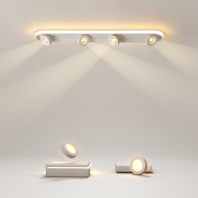 Plafonnier LED réglable à 4 lumières, avec têtes d'éclairage sur rail linéaire en aluminium, de Style moderne, pour salon