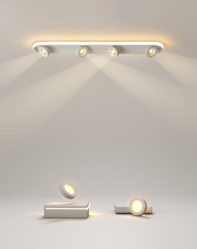 Plafonnier LED réglable à 4 lumières, avec têtes d'éclairage sur rail linéaire en aluminium, de Style moderne, pour salon