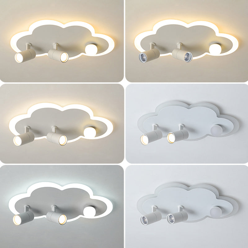 Projecteur LED encastré en fer en forme de nuage, plafonnier moderne à 3 lumières pour chambre à coucher