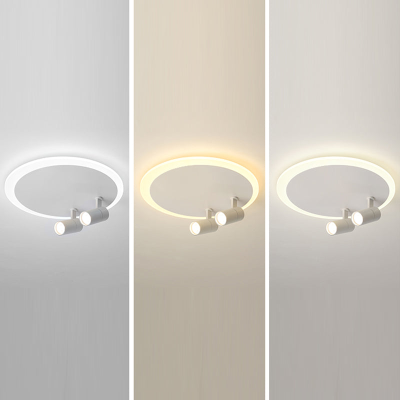 Plafonnier en fer moderne encastré rond avec 2 spots