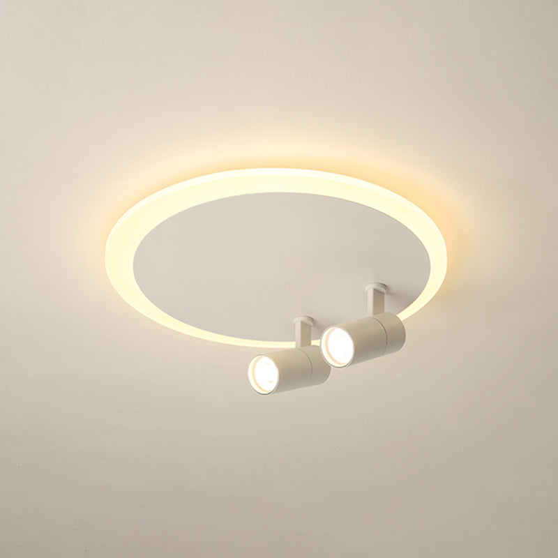 Plafonnier en fer moderne encastré rond avec 2 spots
