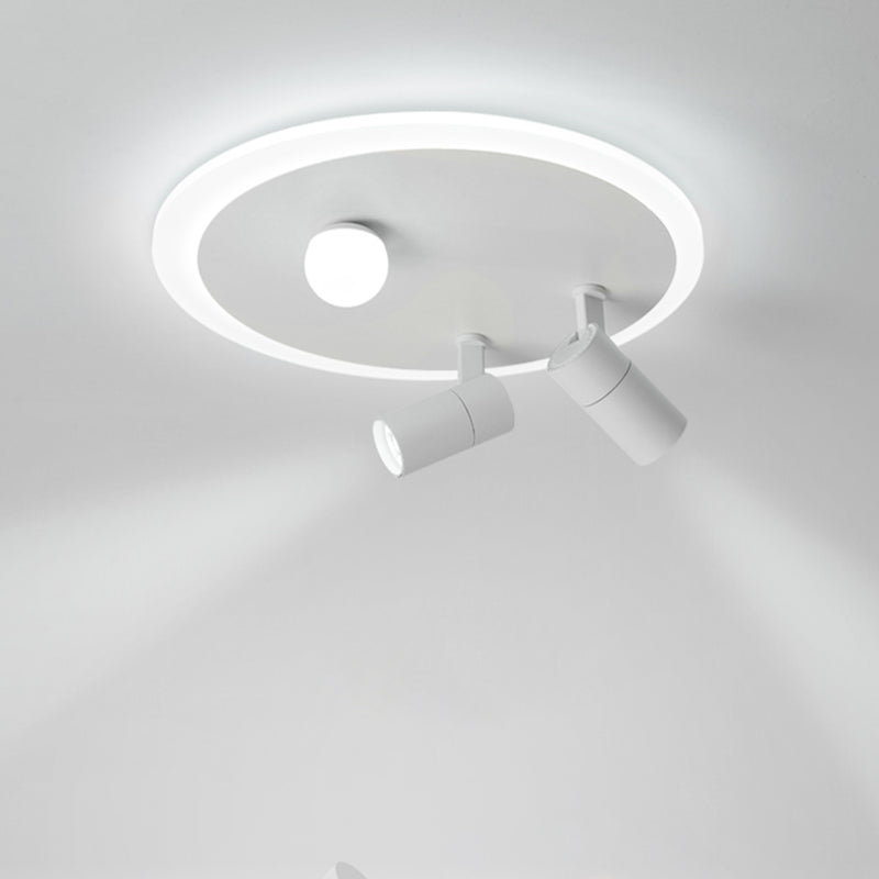 Plafonnier en fer moderne encastré rond avec 2 spots