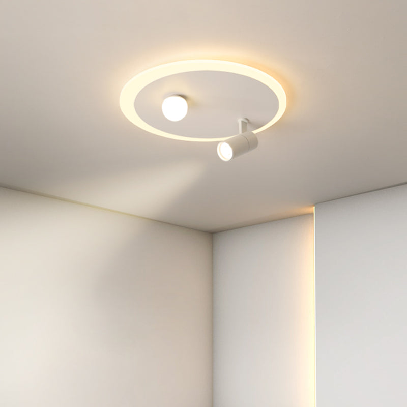 Plafonnier en fer moderne encastré rond avec 2 spots