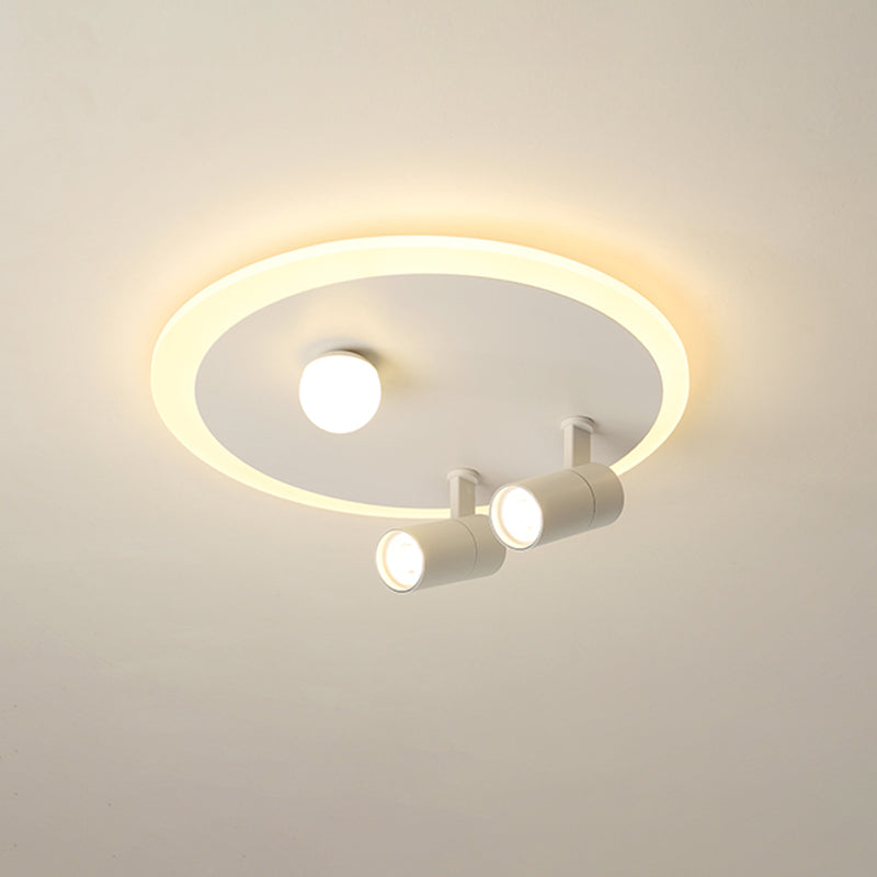 Plafonnier en fer moderne encastré rond avec 2 spots