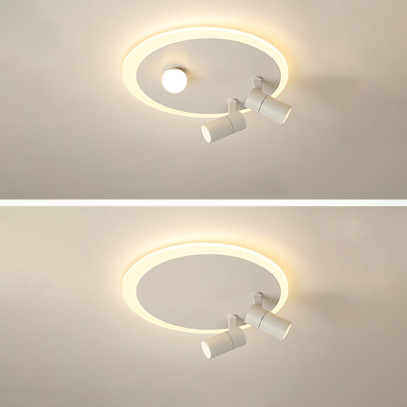 Plafonnier en fer moderne encastré rond avec 2 spots