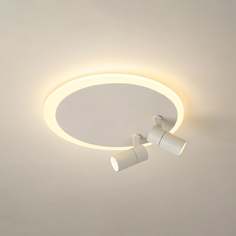 Plafonnier en fer moderne encastré rond avec 2 spots