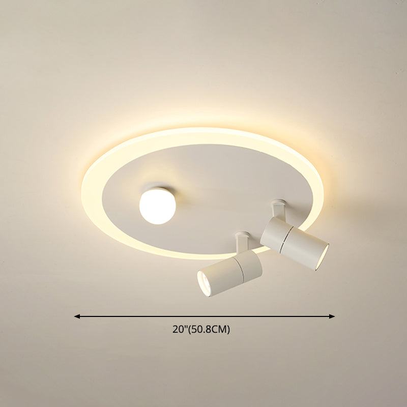 Plafonnier en fer moderne encastré rond avec 2 spots