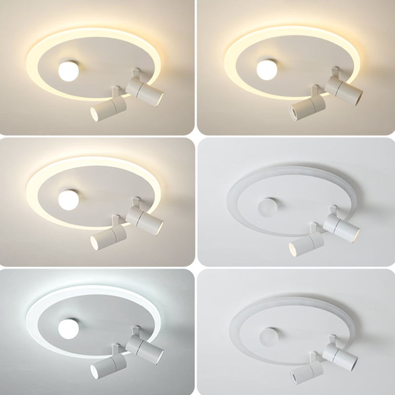 Plafonnier en fer moderne encastré rond avec 2 spots