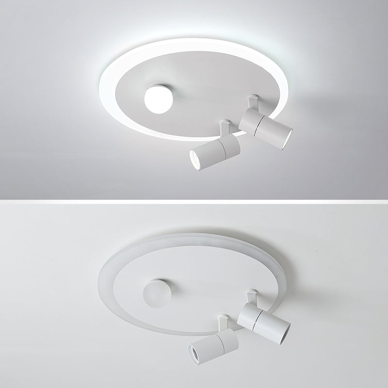 Plafonnier en fer moderne encastré rond avec 2 spots