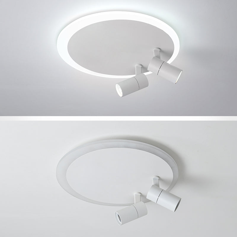 Plafonnier en fer moderne encastré rond avec 2 spots