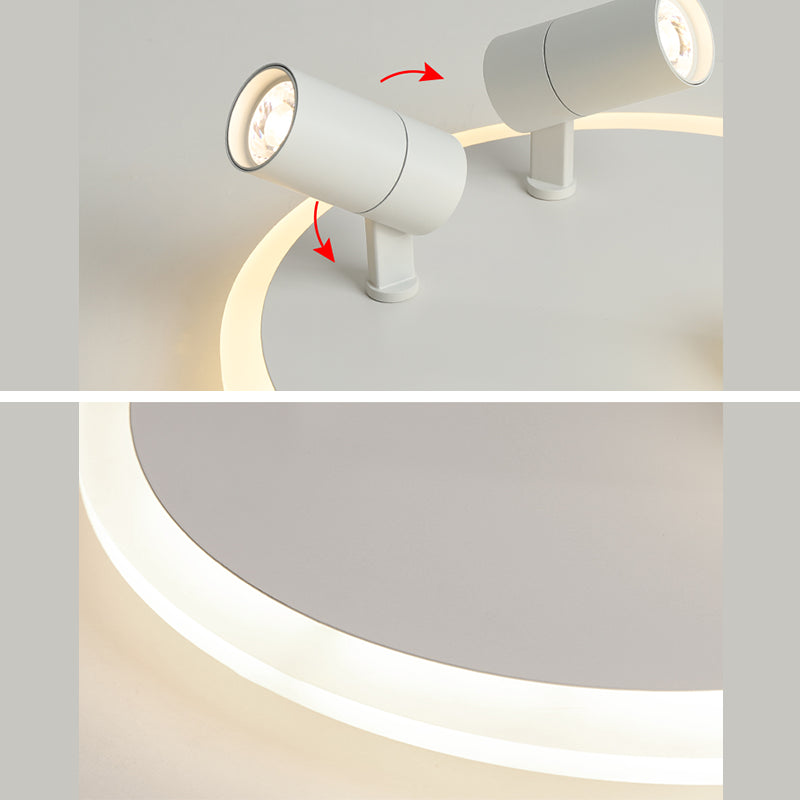 Plafonnier en fer moderne encastré rond avec 2 spots
