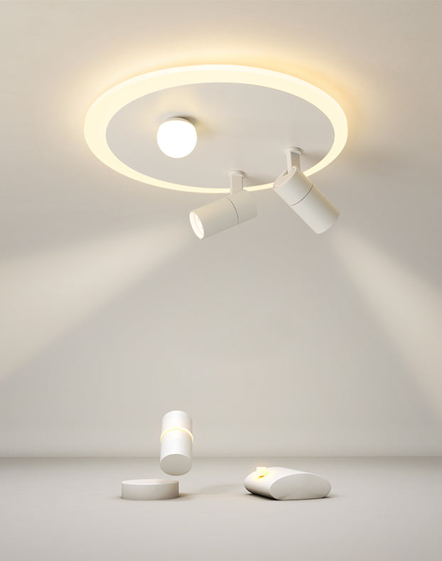 Plafonnier en fer moderne encastré rond avec 2 spots