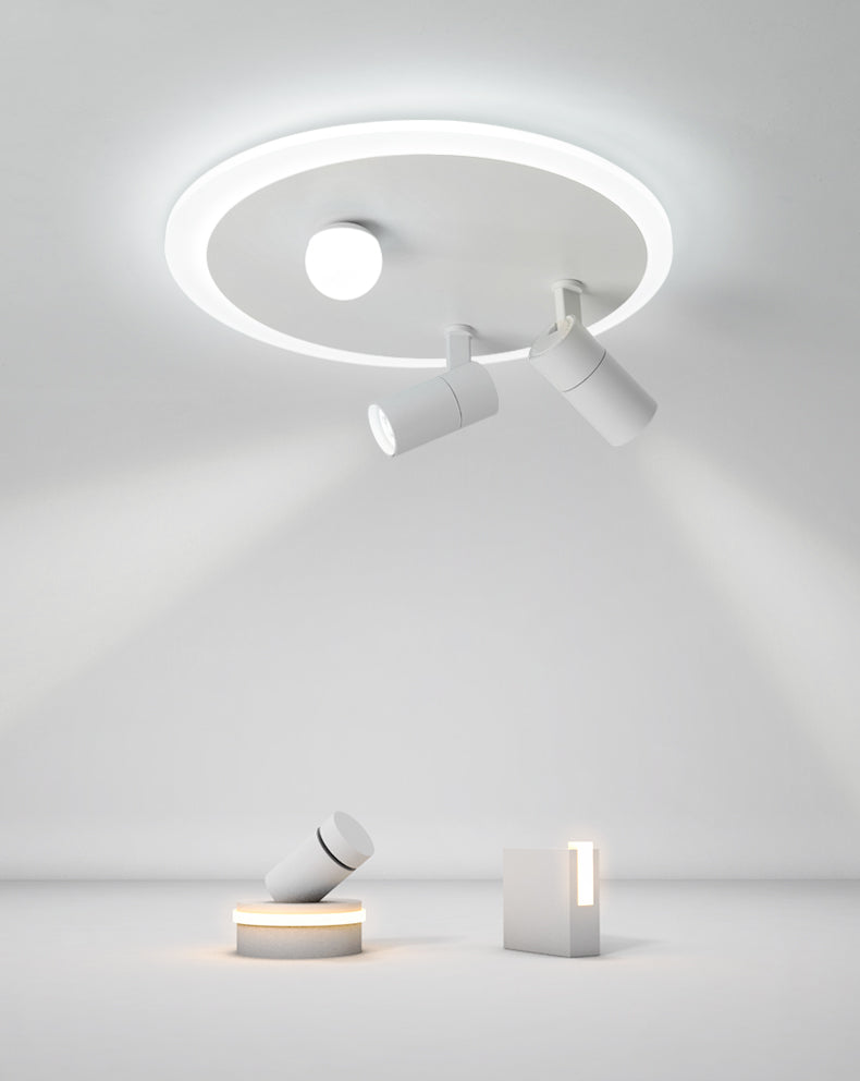 Plafonnier en fer moderne encastré rond avec 2 spots