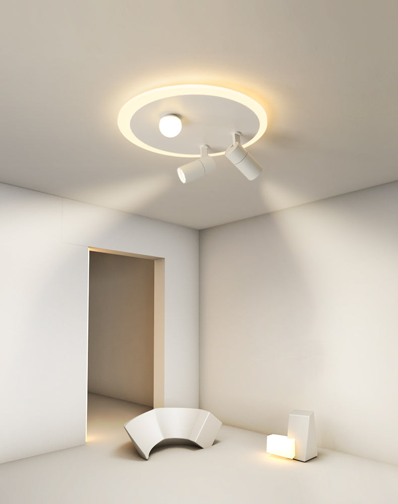 Plafonnier en fer moderne encastré rond avec 2 spots