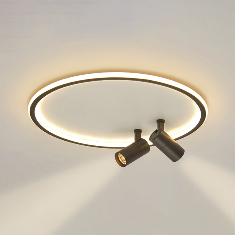 Plafonnier LED moderne en aluminium à montage encastré circulaire à angle réglable avec 2 spots