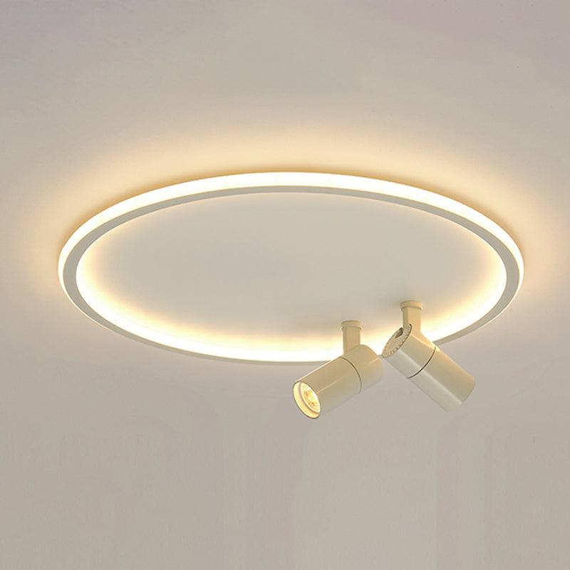 Plafonnier LED moderne en aluminium à montage encastré circulaire à angle réglable avec 2 spots