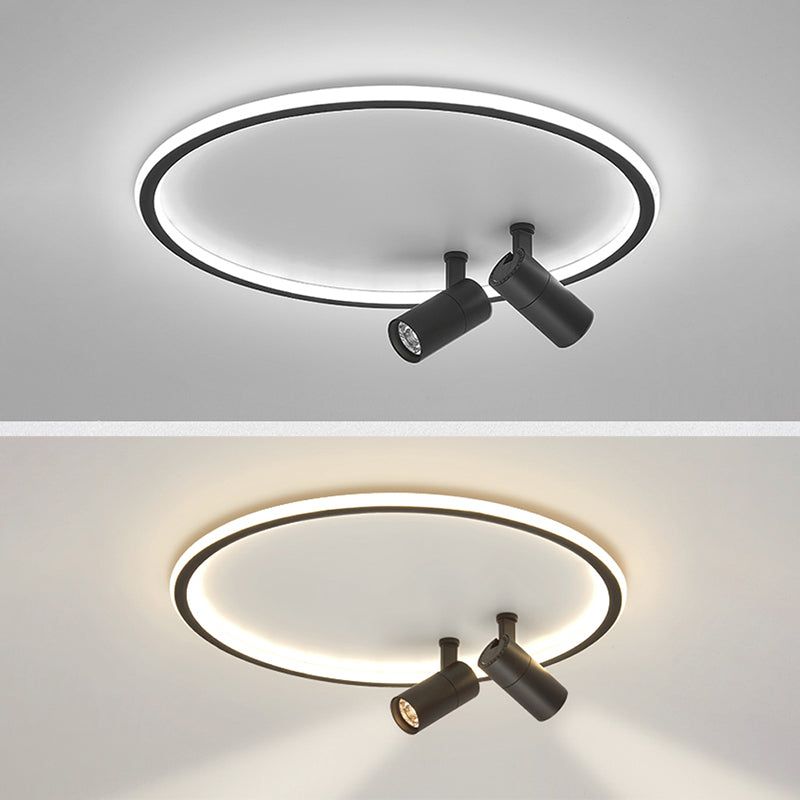 Plafonnier LED moderne en aluminium à montage encastré circulaire à angle réglable avec 2 spots