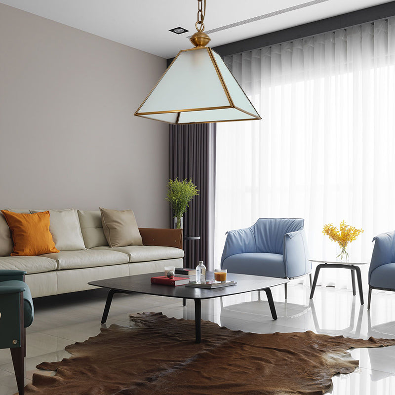 1 Bulb Hanging Ceiling Lighting Rural Tower Shaped Clear/Clear Frosted Glass Suspension Pendant Light