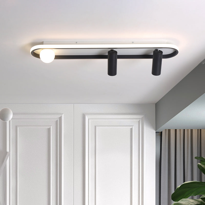 Linear LED Track Lighting Fixtures Modern Iron Ceiling Light with 2 Spotlights