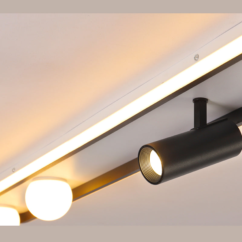 Linear LED Track Lighting Fixtures Modern Iron Ceiling Light with 2 Spotlights