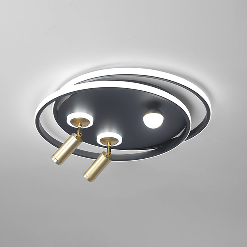 Metal Ceiling Mounted Light Modern Bedroom LED Flush Mount avec 2 Spotlights