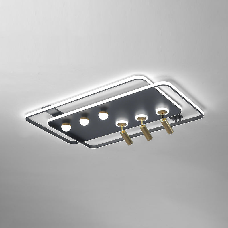 Metal Ceiling Mounted Light Modern Bedroom LED Flush Mount avec 2 Spotlights