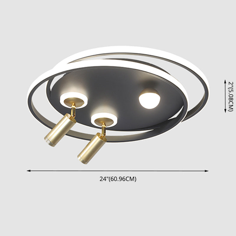 Metal Ceiling Mounted Light Modern Bedroom LED Flush Mount avec 2 Spotlights