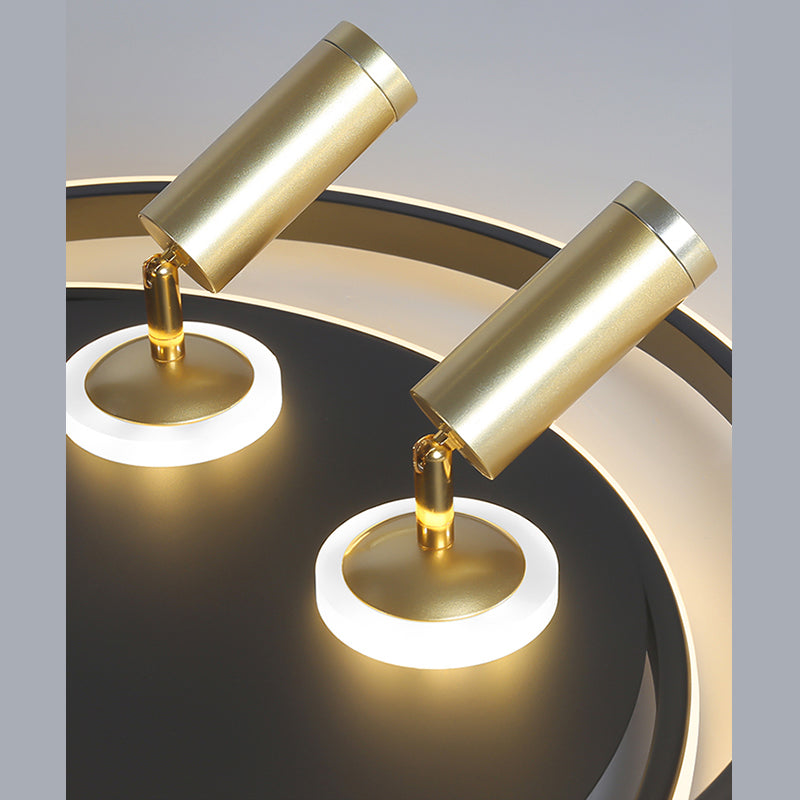 Metal Ceiling Mounted Light Modern Bedroom LED Flush Mount avec 2 Spotlights