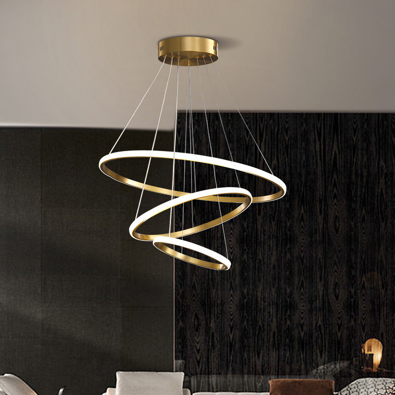 Modern Simplicity Round Chandelier Lamp Aluminum Hanging Pendant Lights for Restaurant