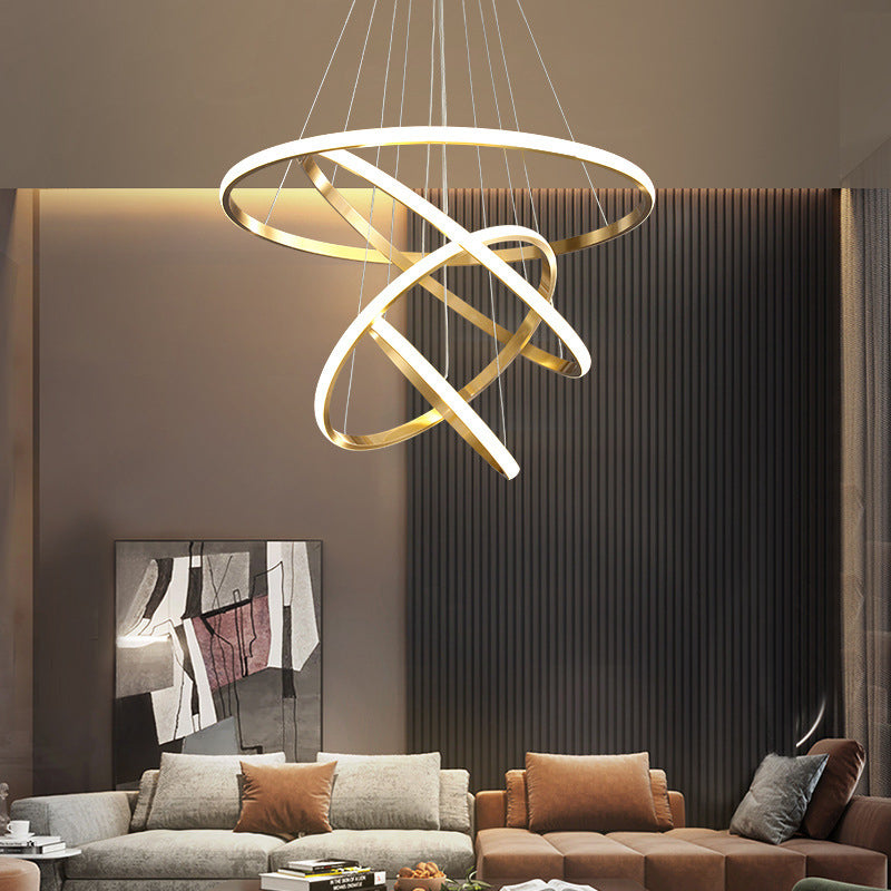 Modern Simplicity Round Chandelier Lamp Aluminum Hanging Pendant Lights for Restaurant