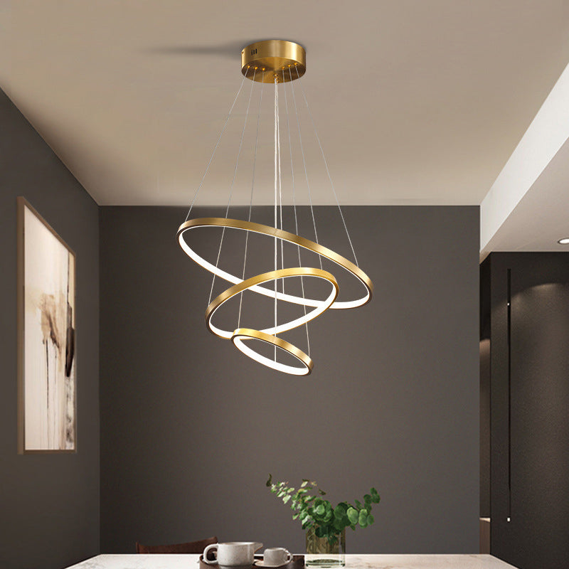 Modern Simplicity Round Chandelier Lamp Aluminum Hanging Pendant Lights for Restaurant