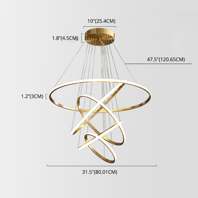 Modern Simplicity Round Chandelier Lamp Aluminum Hanging Pendant Lights for Restaurant