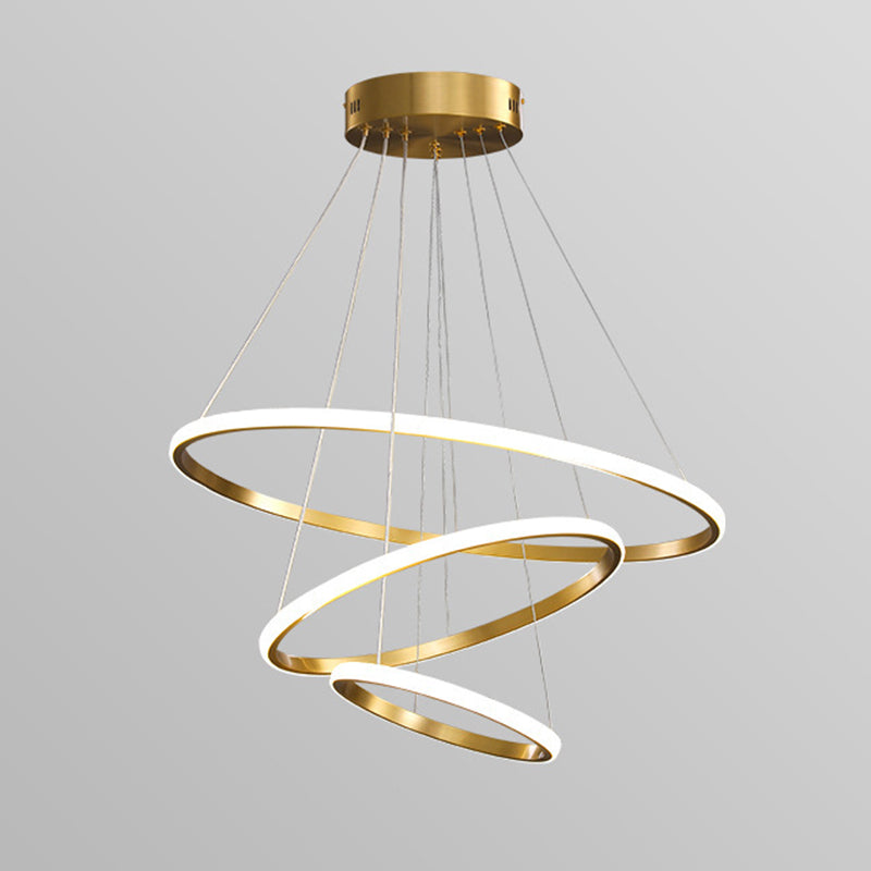 Modern Simplicity Round Chandelier Lamp Aluminum Hanging Pendant Lights for Restaurant