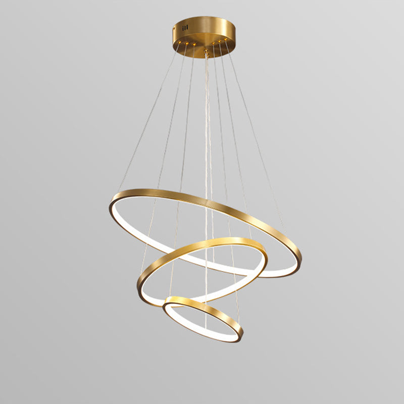 Modern Simplicity Round Chandelier Lamp Aluminum Hanging Pendant Lights for Restaurant