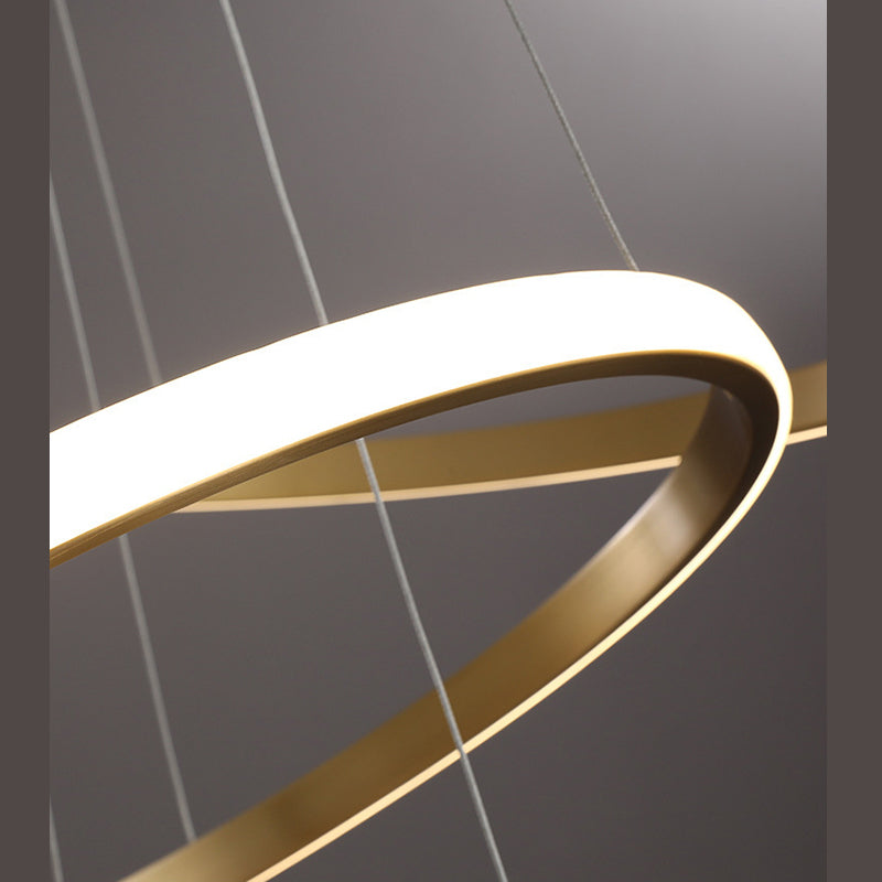 Modern Simplicity Round Chandelier Lamp Aluminum Hanging Pendant Lights for Restaurant