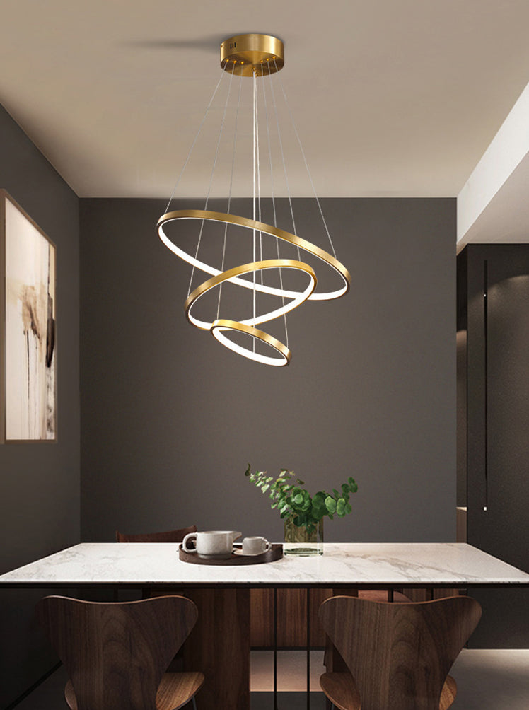 Modern Simplicity Round Chandelier Lamp Aluminum Hanging Pendant Lights for Restaurant