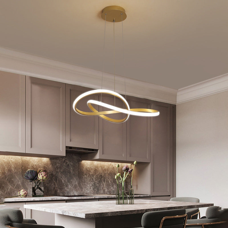 Modern Simplicity Seamless Curves Chandelier Lamp Aluminum Hanging Pendant Lights for Restaurant