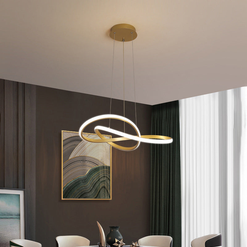 Modern Simplicity Seamless Curves Chandelier Lamp Aluminum Hanging Pendant Lights for Restaurant