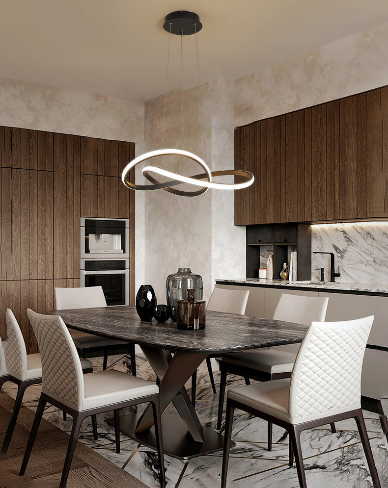 Modern Simplicity Seamless Curves Chandelier Lamp Aluminum Hanging Pendant Lights for Restaurant