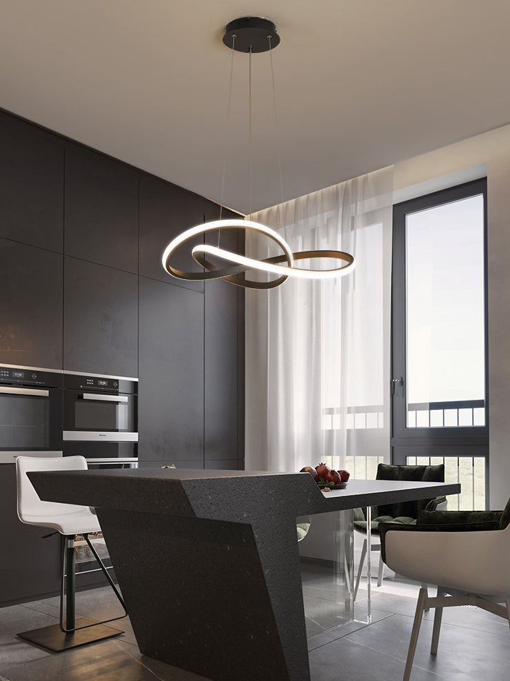 Modern Simplicity Seamless Curves Chandelier Lamp Aluminum Hanging Pendant Lights for Restaurant