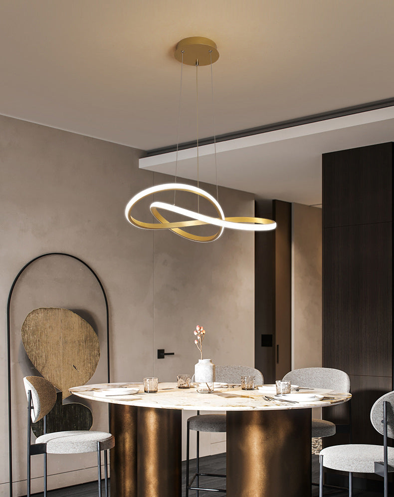 Modern Simplicity Seamless Curves Chandelier Lamp Aluminum Hanging Pendant Lights for Restaurant