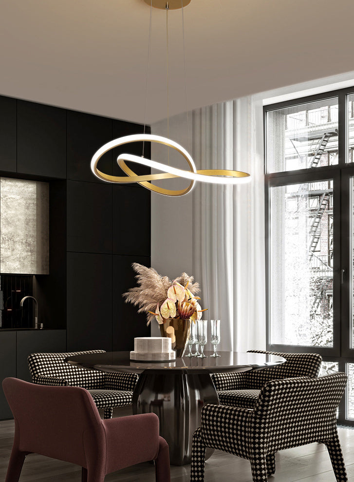 Modern Simplicity Seamless Curves Chandelier Lamp Aluminum Hanging Pendant Lights for Restaurant
